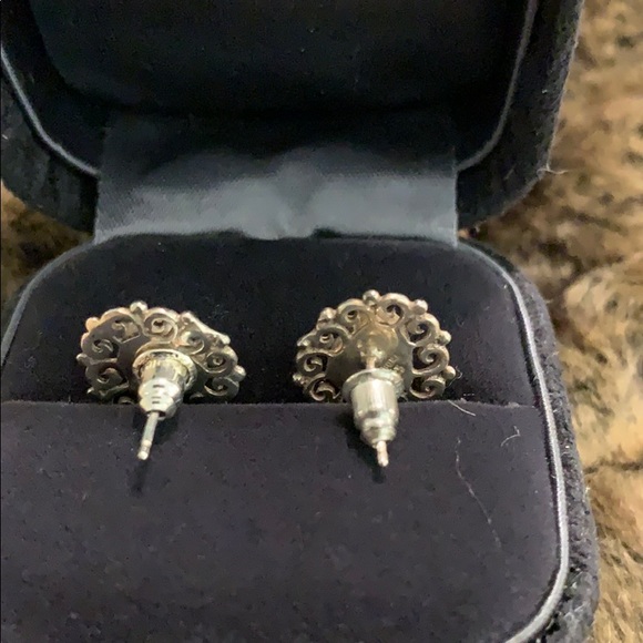 💜💜💜 Onyx heart earrings sterling silver/925 #A101 - Picture 5 of 6